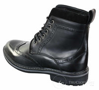 Galax GLX3521 Ανδρικά Καφέ Μαύρα Μποτάκια Brogues από Δέρμα, Σουέτ, Δερμάτινα, Κορδόνια, Cowboy, Έξυπνο, Casual