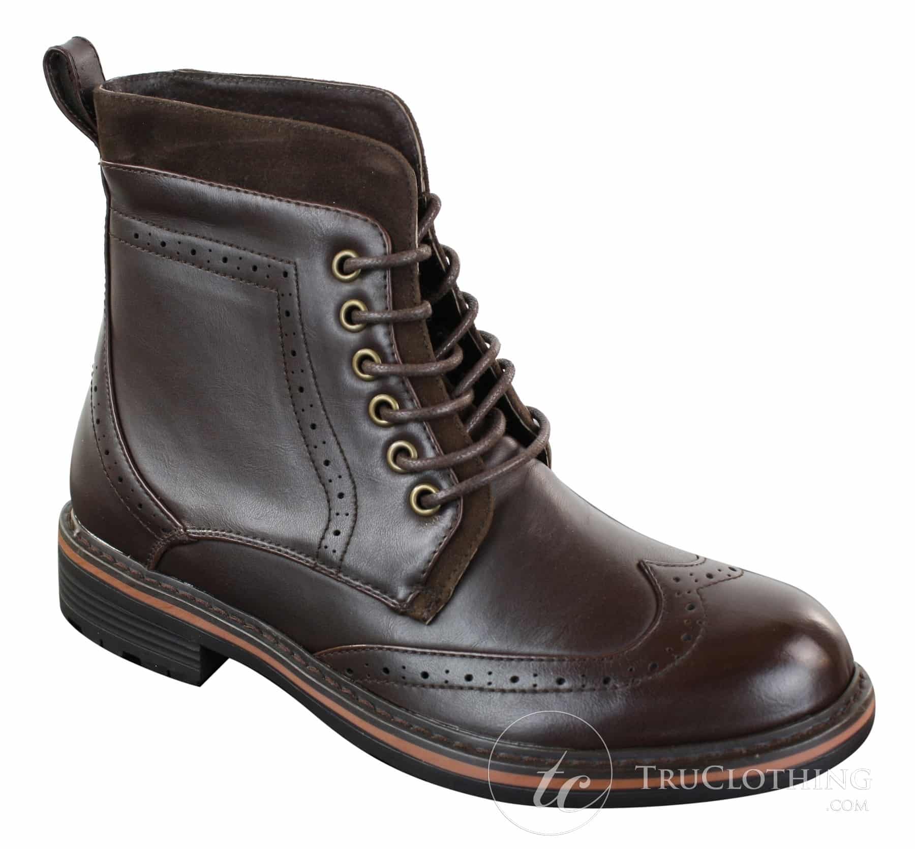 Galax GLX3521 Ανδρικά Καφέ Μαύρα Μποτάκια Brogues από Δέρμα, Σουέτ, Δερμάτινα, Κορδόνια, Cowboy, Έξυπνο, Casual