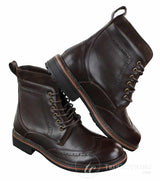 Galax GLX3521 Ανδρικά Καφέ Μαύρα Μποτάκια Brogues από Δέρμα, Σουέτ, Δερμάτινα, Κορδόνια, Cowboy, Έξυπνο, Casual