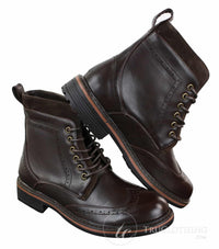 Galax GLX3521 Ανδρικά Καφέ Μαύρα Μποτάκια Brogues από Δέρμα, Σουέτ, Δερμάτινα, Κορδόνια, Cowboy, Έξυπνο, Casual