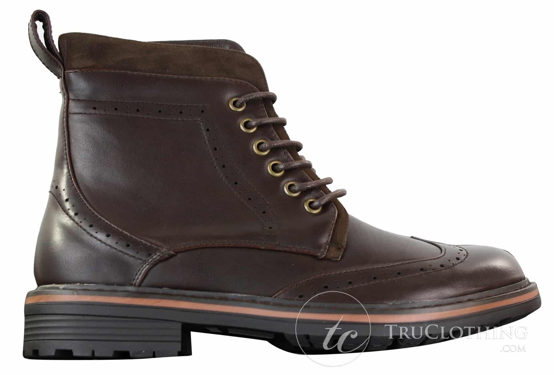 Galax GLX3521 Ανδρικά Καφέ Μαύρα Μποτάκια Brogues από Δέρμα, Σουέτ, Δερμάτινα, Κορδόνια, Cowboy, Έξυπνο, Casual