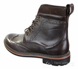 Galax GLX3521 Ανδρικά Καφέ Μαύρα Μποτάκια Brogues από Δέρμα, Σουέτ, Δερμάτινα, Κορδόνια, Cowboy, Έξυπνο, Casual