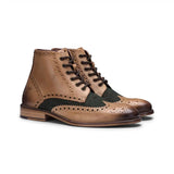 Ανδρικά vintage μπότες από γνήσιο δέρμα, brogues, σουέτ τουίντ, δεκαετία του 1920, κομψά επίσημα παπούτσια με κορδόνια