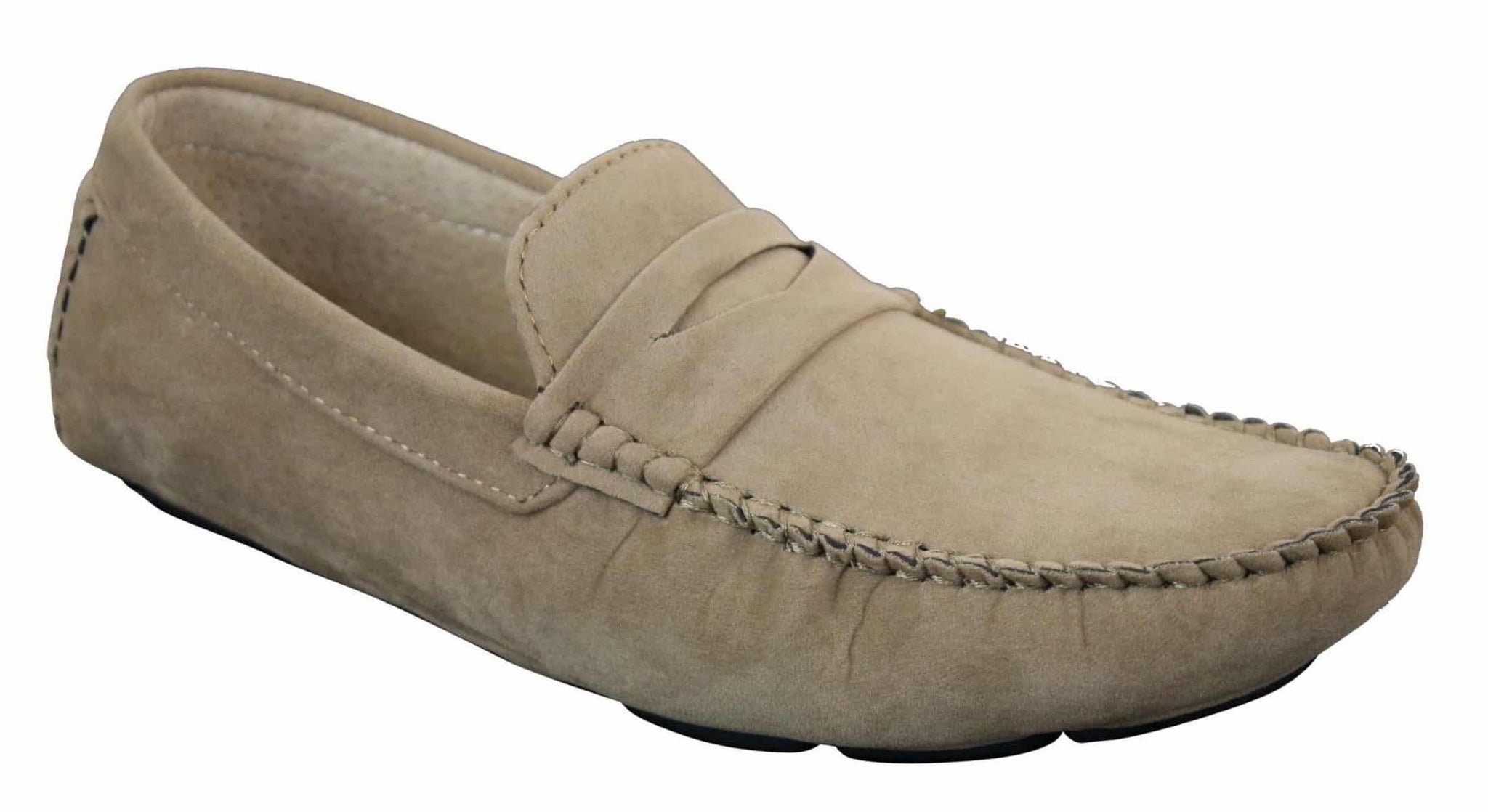 Ανδρικά Slip On Δερμάτινα Παπούτσια Μοκασίνια από Σουέτ, Έξυπνα Καθημερινά, Καφέ Μπεζ