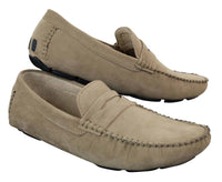 Ανδρικά Slip On Δερμάτινα Παπούτσια Μοκασίνια από Σουέτ, Έξυπνα Καθημερινά, Καφέ Μπεζ