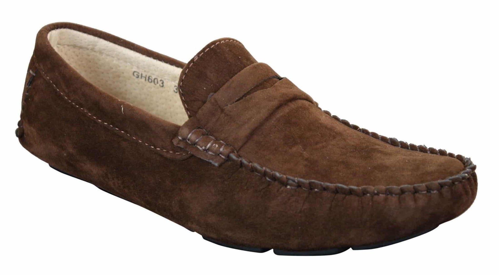 Ανδρικά Slip On Δερμάτινα Παπούτσια Μοκασίνια από Σουέτ, Έξυπνα Καθημερινά, Καφέ Μπεζ
