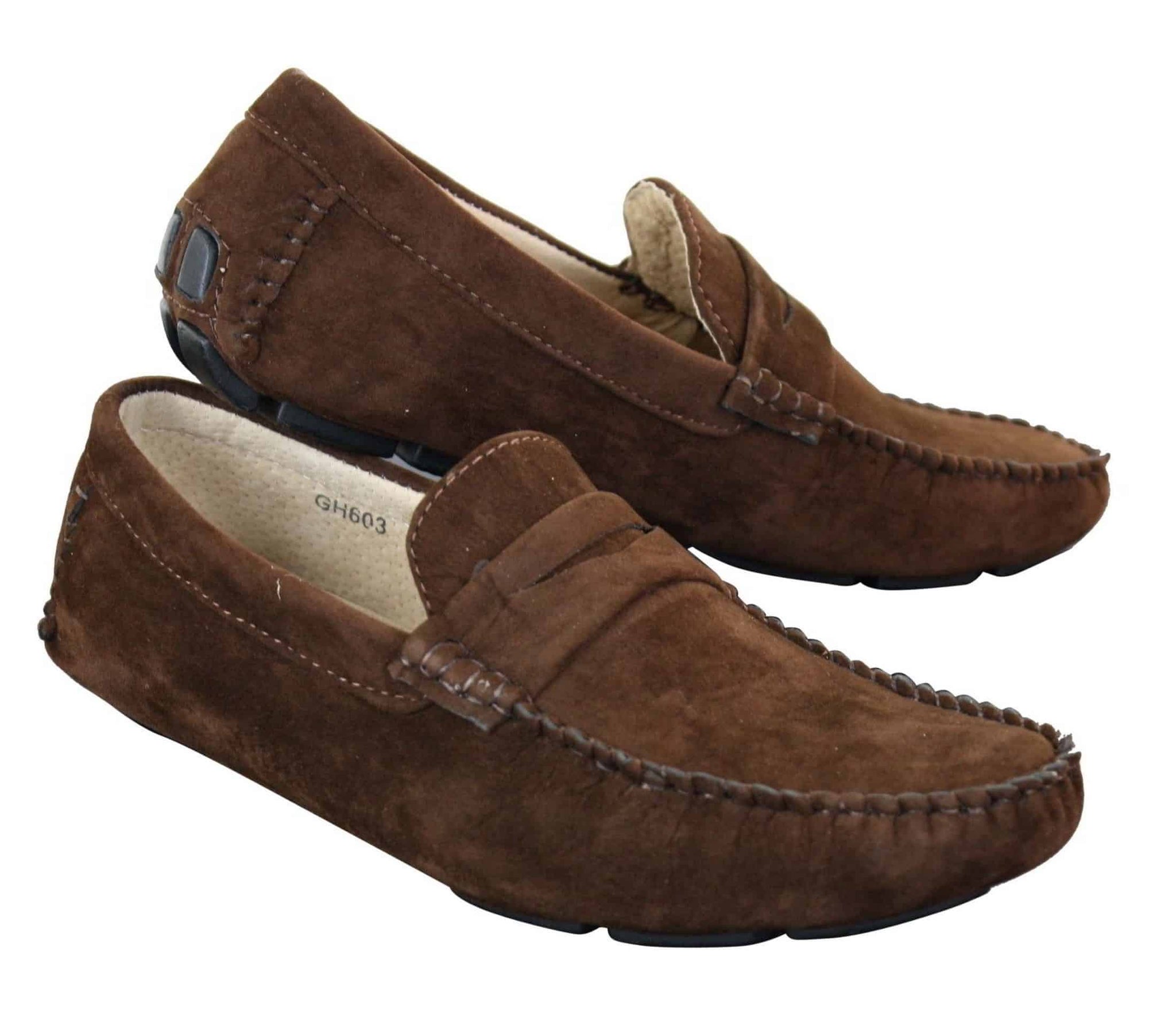 Ανδρικά Slip On Δερμάτινα Παπούτσια Μοκασίνια από Σουέτ, Έξυπνα Καθημερινά, Καφέ Μπεζ