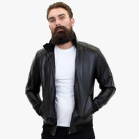 Happy Gentleman B109 - Δερμάτινο Bomber Μπουφάν Αρνιού για Άνδρες - Προσαρμοσμένη Εφαρμογή