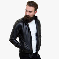 Happy Gentleman B109 - Δερμάτινο Bomber Μπουφάν Αρνιού για Άνδρες - Προσαρμοσμένη Εφαρμογή
