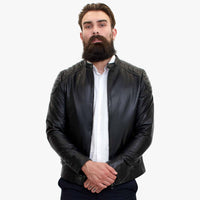 Happy Gentleman B110 - Γνήσιο Μαύρο Δερμάτινο Μπουφάν για Άνδρες - Στενή Γραμμή