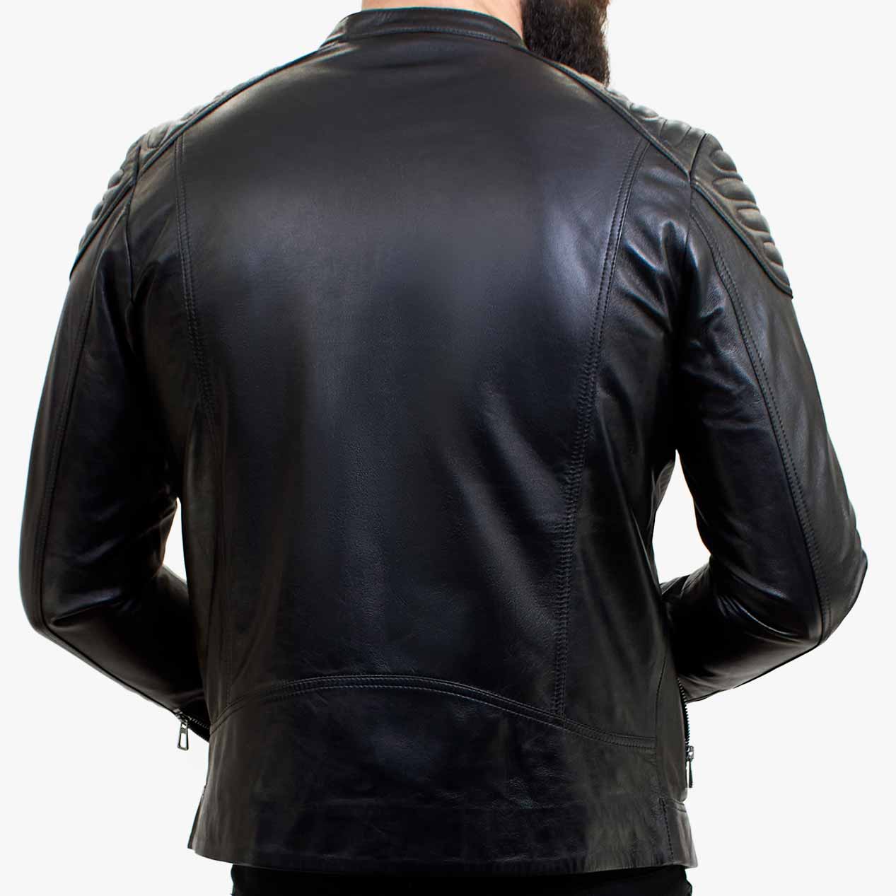 Happy Gentleman B110 - Γνήσιο Μαύρο Δερμάτινο Μπουφάν για Άνδρες - Στενή Γραμμή