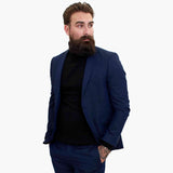 Happy Gentleman BELLO Σκούρο μπλε κοστούμι 3 τεμαχίων από μάλλινο ύφασμα, με ραφές