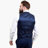 Happy Gentleman BELLO Σκούρο μπλε κοστούμι 3 τεμαχίων από μάλλινο ύφασμα, με ραφές