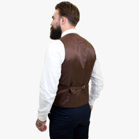 Τριπλό μάλλινο κοστούμι Happy Gentleman ELEGANTE με καφέ γιλέκο σε αντίθεση