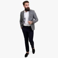 Τριπλό μάλλινο κοστούμι Happy Gentleman ELEGANTE με καφέ γιλέκο σε αντίθεση