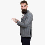 Τριπλό μάλλινο κοστούμι Happy Gentleman ELEGANTE με καφέ γιλέκο σε αντίθεση