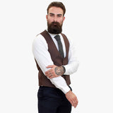 Τριπλό μάλλινο κοστούμι Happy Gentleman ELEGANTE με καφέ γιλέκο σε αντίθεση