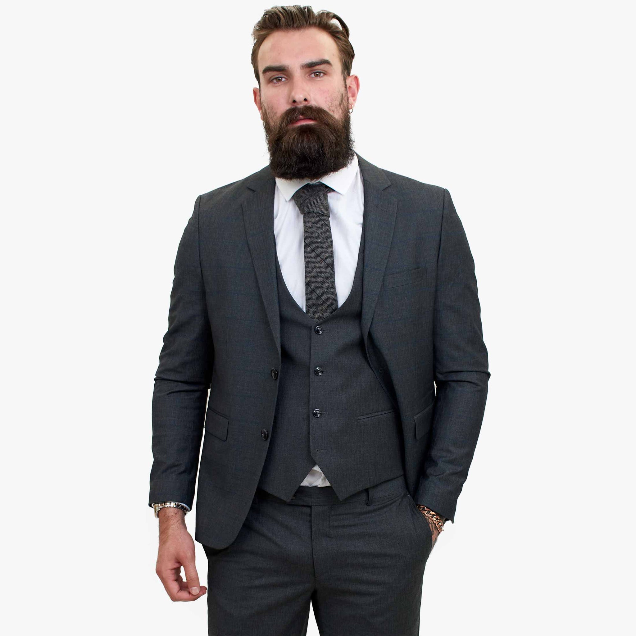 Happy Gentleman GRINGO Γκρι Μάλλινο Κοστούμι 3 Τεμαχίων