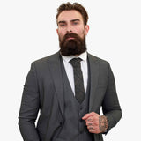 Happy Gentleman MIROLE Γκρι Μάλλινο Κοστούμι 3 Τεμαχίων με Ραφές