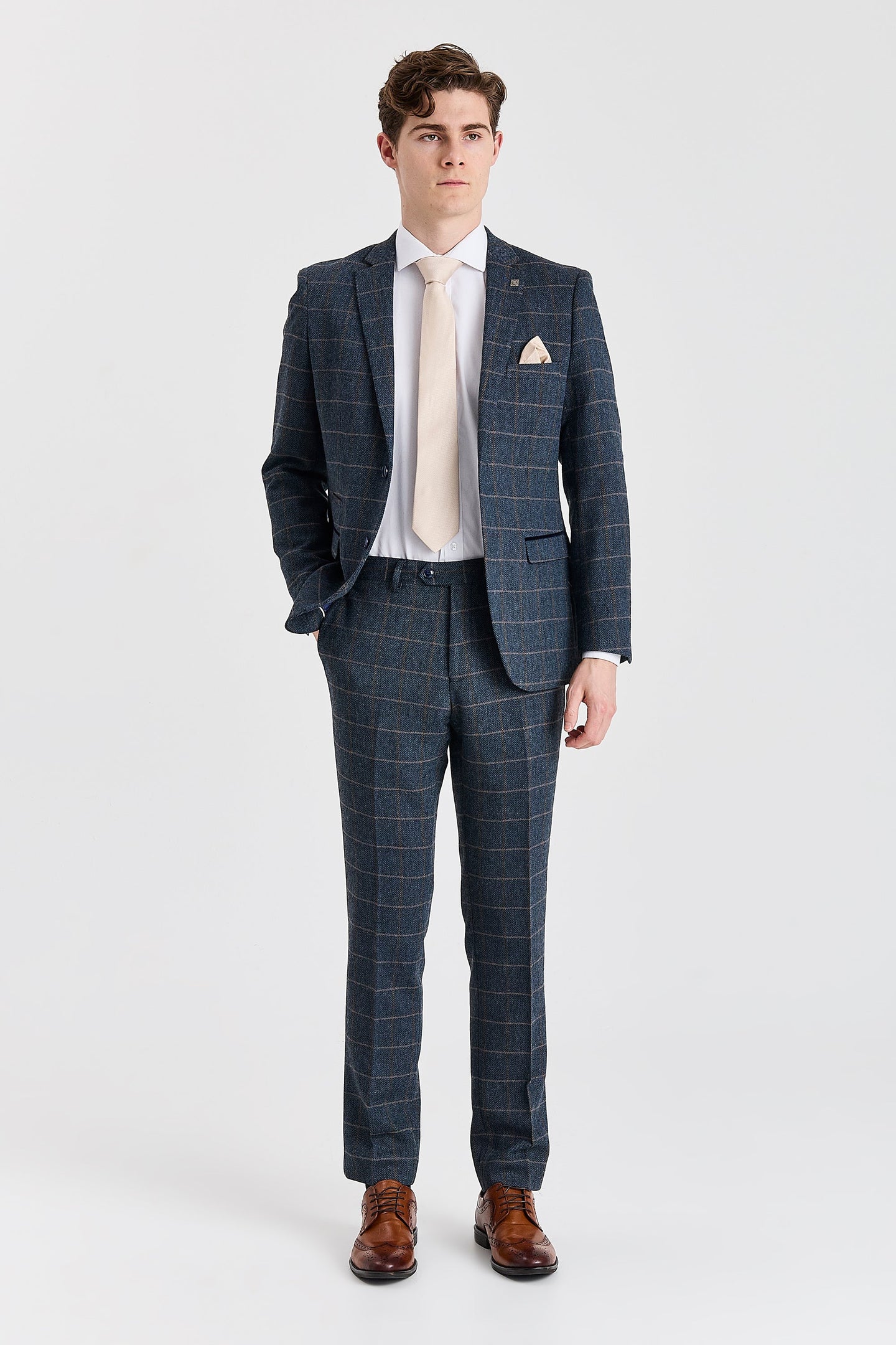 Harris - Ανδρικό Μπλέιζερ από Μαλλί Tweed σε Navy Navy
