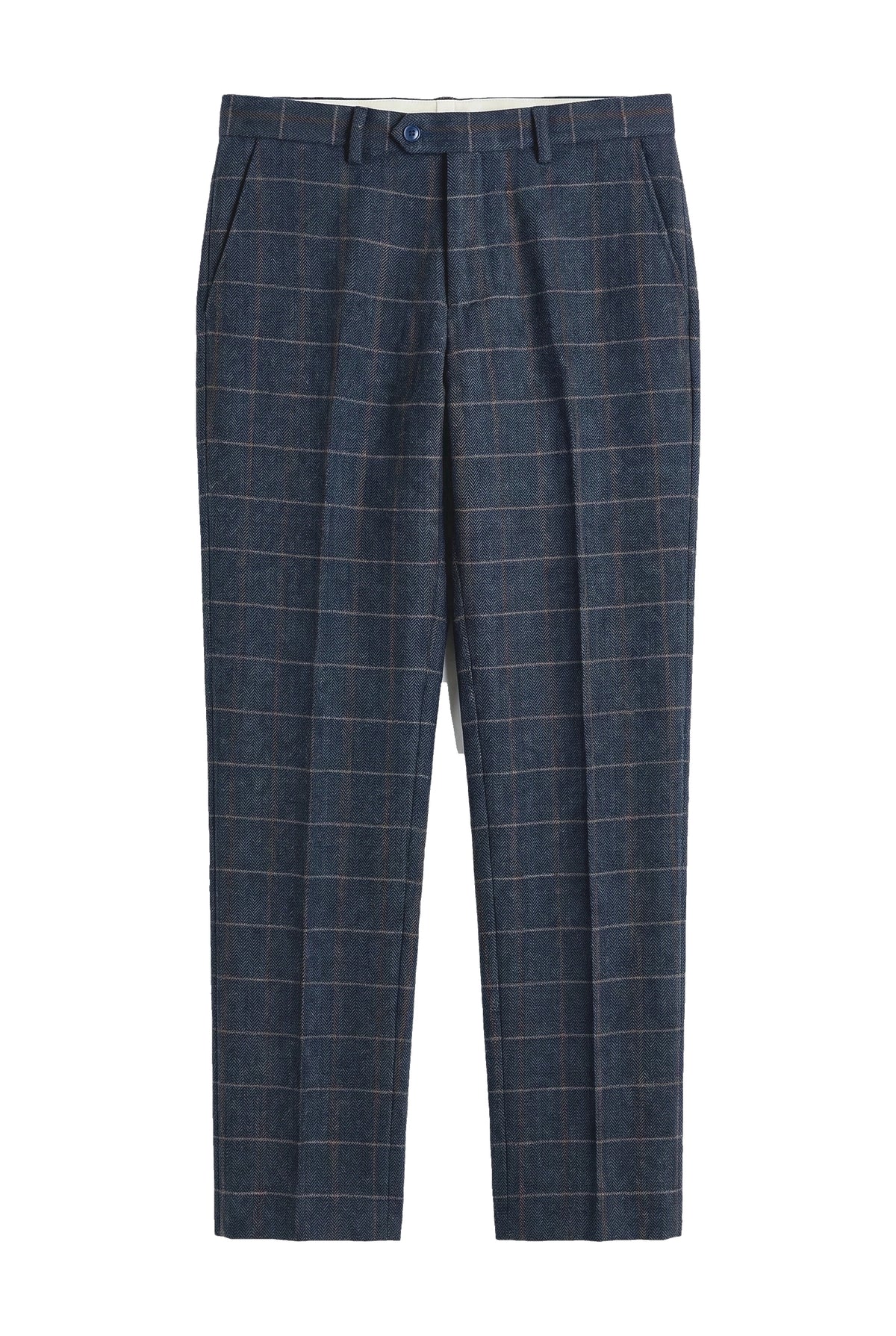 Harris - Ανδρικό Παντελόνι από Μαλλί Tweed σε Navy Navy
