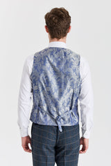 Harris - Ανδρικό Γιλέκο από Μαλλί Tweed σε Navy Navy