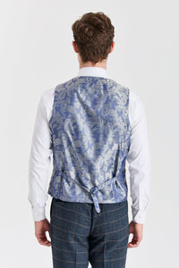 Harris - Ανδρικό Γιλέκο από Μαλλί Tweed σε Navy Navy