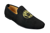 Fiorello HD0112-04 - Ανδρικά Μαύρα Μοκασίνια Iconic Medusa Slip On Παπούτσια Οδήγησης PU Σουέτ Ιταλικά