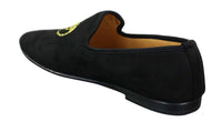 Fiorello HD0112-04 - Ανδρικά Μαύρα Μοκασίνια Iconic Medusa Slip On Παπούτσια Οδήγησης PU Σουέτ Ιταλικά