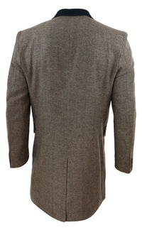 Μακρύ παλτό ψαροκόκαλο τουίντ 3/4 - Δρυς