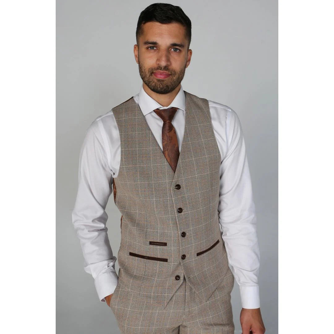 Holland - Ανδρικό Μπεζ Καρό Γιλέκο