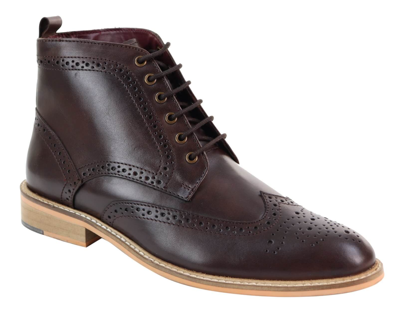 Ανδρικά μποτάκια Brogue καφέ