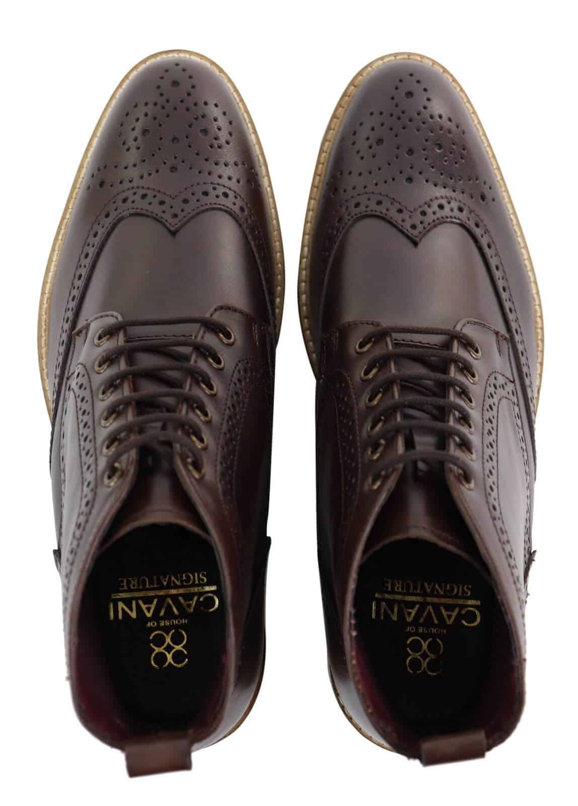 Ανδρικά μποτάκια Brogue καφέ