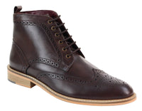 Ανδρικά μποτάκια Brogue καφέ