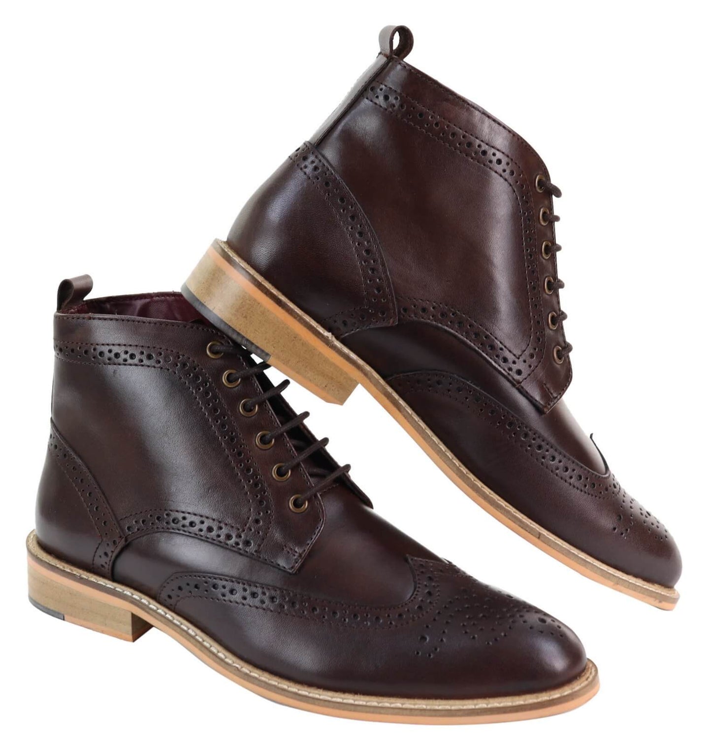 Ανδρικά μποτάκια Brogue καφέ