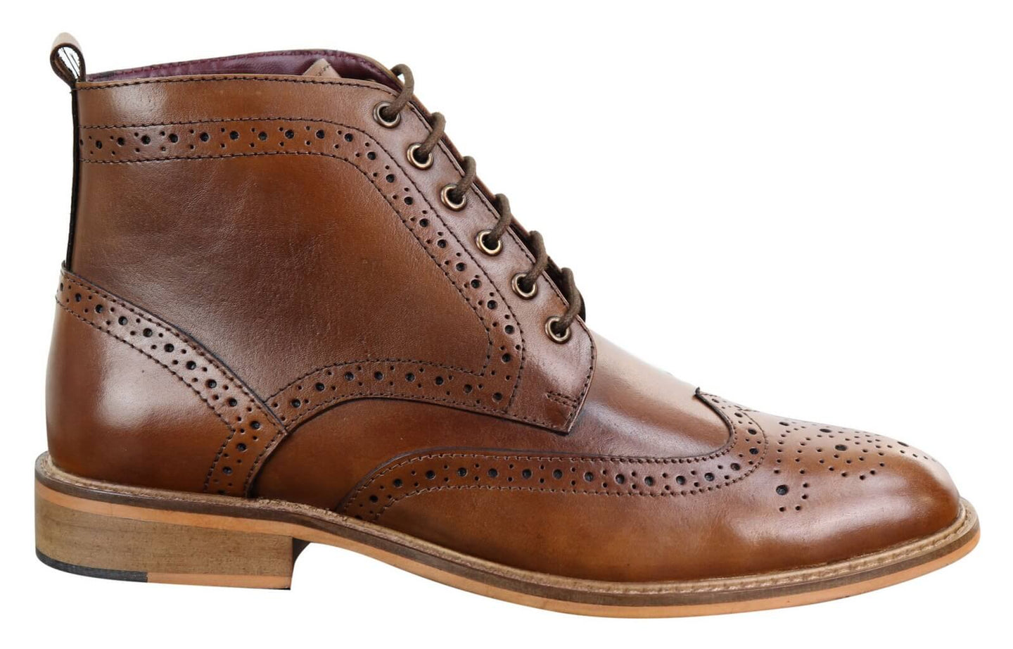 Ανδρικά μποτάκια Brogue σε καφέ χρώμα