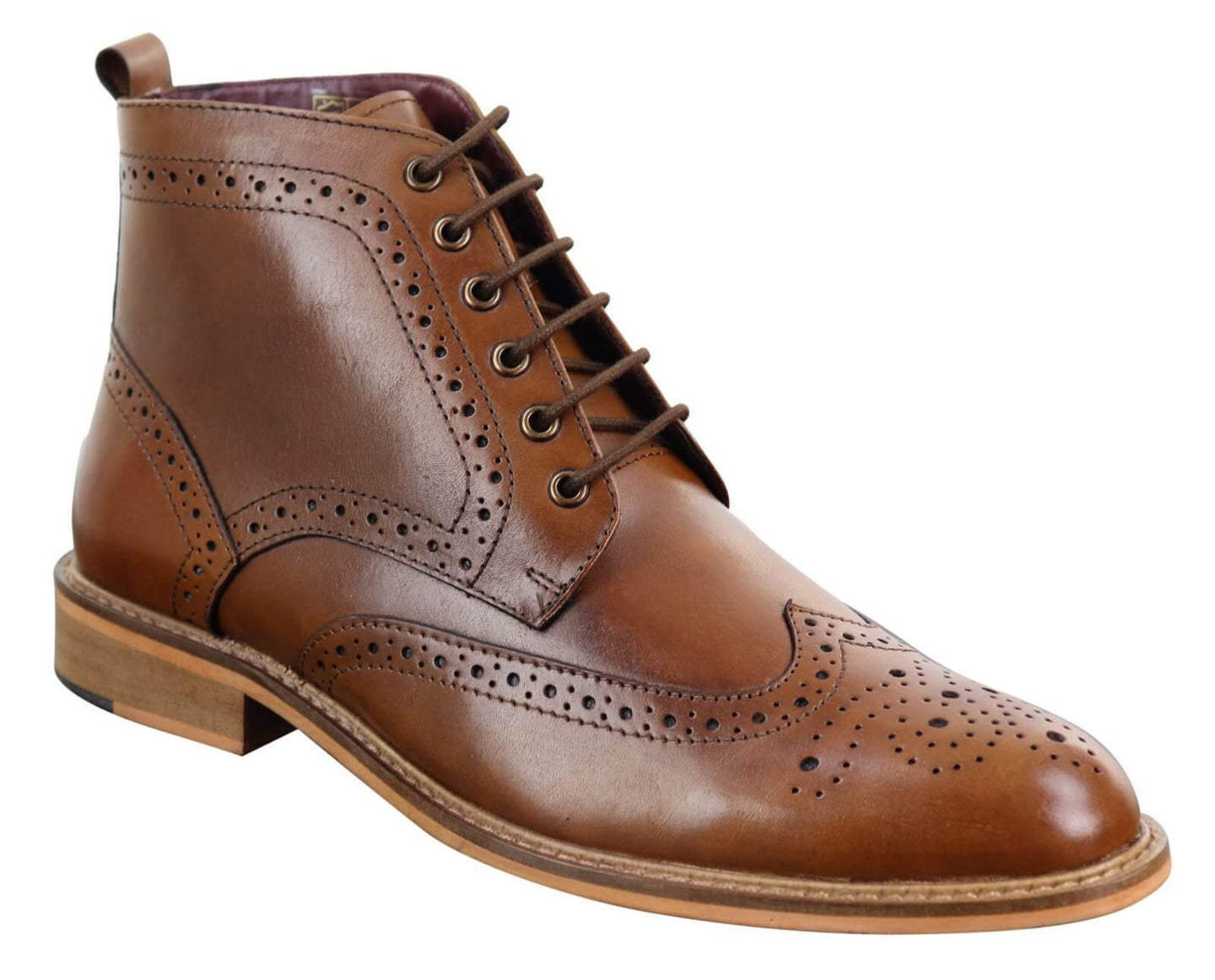 Ανδρικά μποτάκια Brogue σε καφέ χρώμα