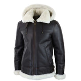 Ανδρικό Δερμάτινο Μπουφάν Sherling Sheepskin με Κουκούλα Aviator Flying Pilot