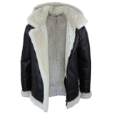 Ανδρικό Δερμάτινο Μπουφάν Sherling Sheepskin με Κουκούλα Aviator Flying Pilot