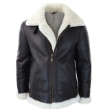 Ανδρικό Δερμάτινο Μπουφάν Sherling Sheepskin με Κουκούλα Aviator Flying Pilot