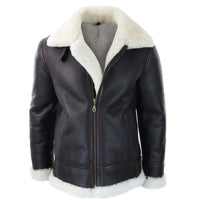 Ανδρικό Δερμάτινο Μπουφάν Sherling Sheepskin με Κουκούλα Aviator Flying Pilot