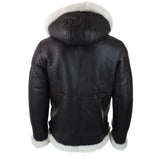 Ανδρικό Δερμάτινο Μπουφάν Sherling Sheepskin με Κουκούλα Aviator Flying Pilot