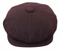 HT6363 - Ανδρικό Vintage Tweed Καπέλο Newsboy Peaky Blinders - Καφέ/Κρασί