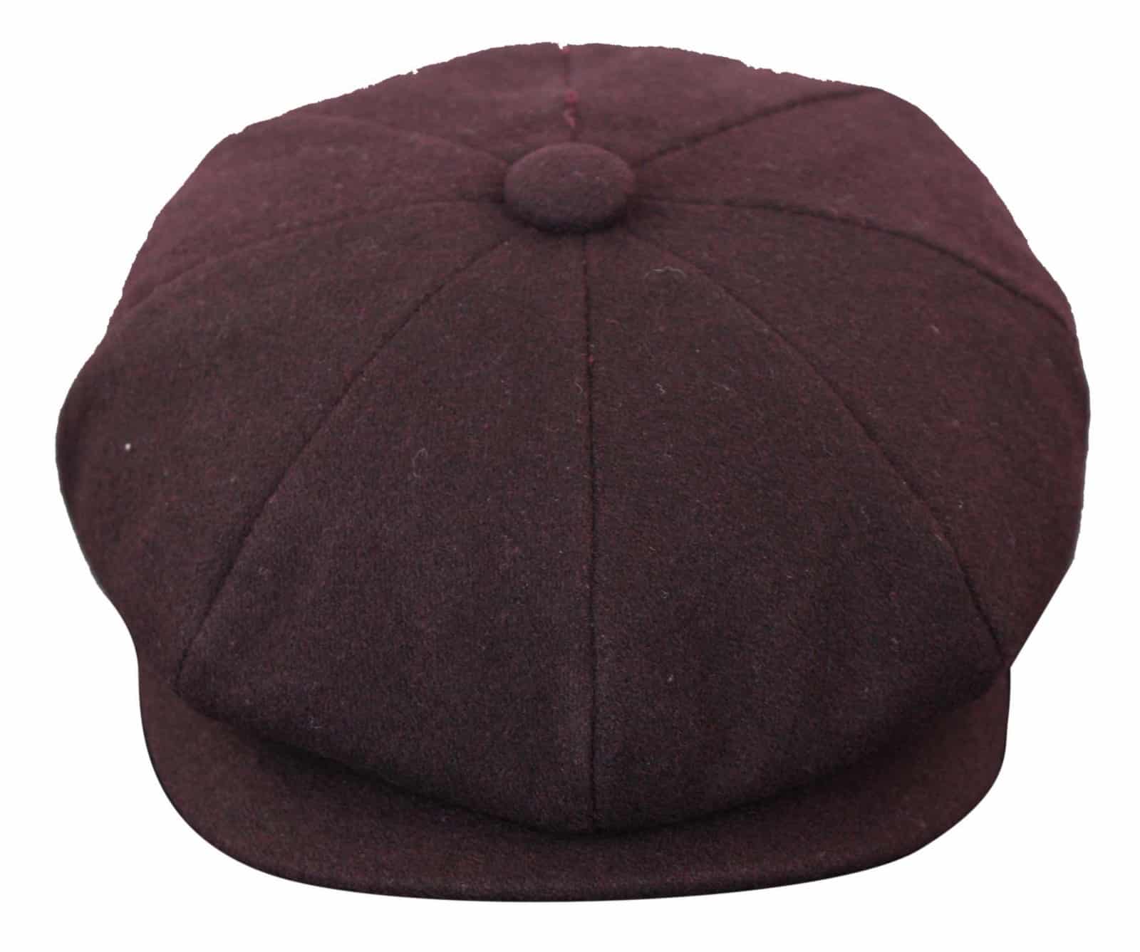 HT6363 - Ανδρικό Vintage Tweed Καπέλο Newsboy Peaky Blinders - Καφέ/Κρασί