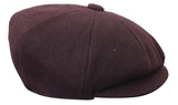 HT6363 - Ανδρικό Vintage Tweed Καπέλο Newsboy Peaky Blinders - Καφέ/Κρασί