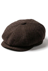 HT6363 - Ανδρικό Vintage Tweed Καπέλο Newsboy Peaky Blinders - Καφέ/Κρασί