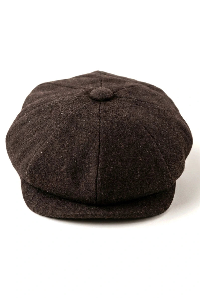 HT6363 - Ανδρικό Vintage Tweed Καπέλο Newsboy Peaky Blinders - Καφέ/Κρασί
