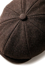 HT6363 - Ανδρικό Vintage Tweed Καπέλο Newsboy Peaky Blinders - Καφέ/Κρασί