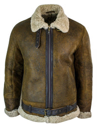 Infinity EK02 Ανδρικό Vintage Antique Sherling Sheepskin Cream Γούνινο Μπουφάν Πιλότου RAF της Πολεμικής Αεροπορίας