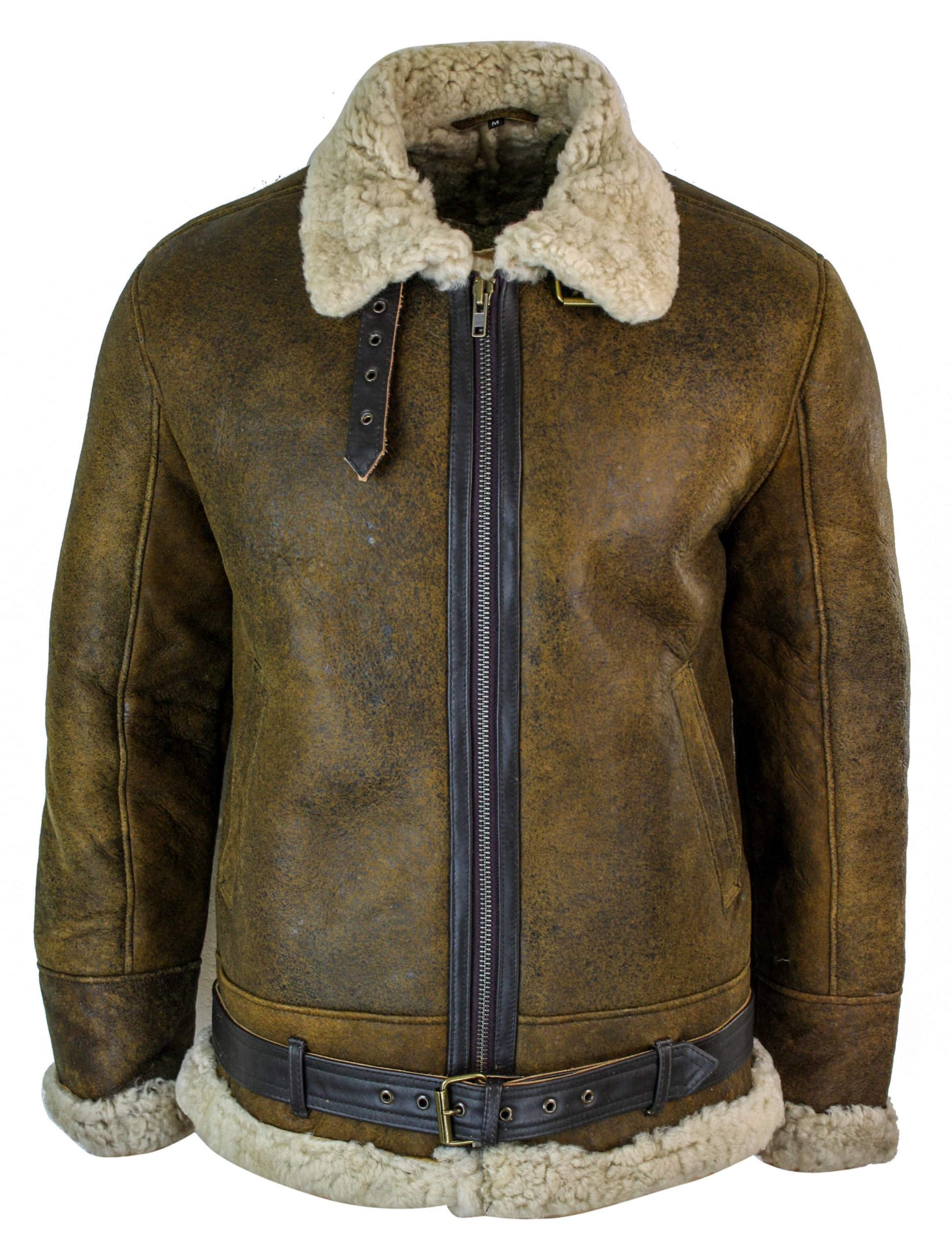 Infinity EK02 Ανδρικό Vintage Antique Sherling Sheepskin Cream Γούνινο Μπουφάν Πιλότου RAF της Πολεμικής Αεροπορίας